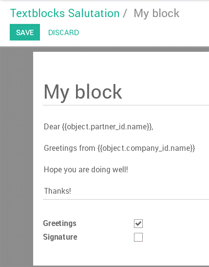 Odoo image and text block